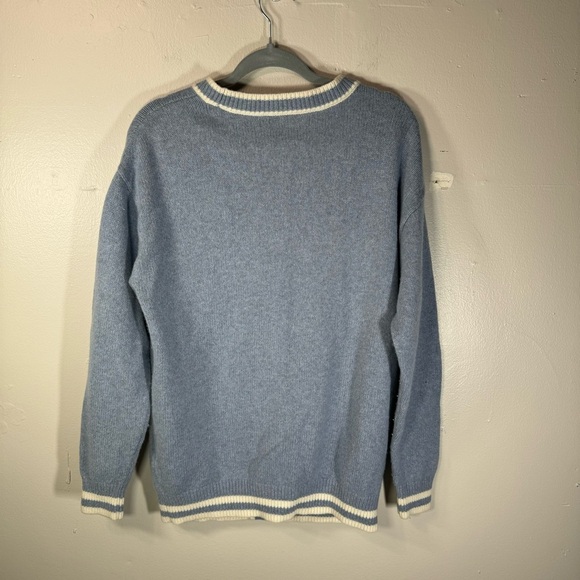 Aritzia Sunday Best Ellis Cardigan wool sweater blue white oversized Small prep - Picture 9 of 13